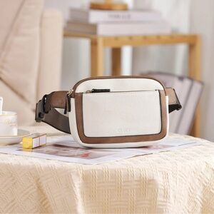 GLUCI Belt Bag |Crossbody | Waist Bag Ivory & Brown Trim Vegan Leathers
